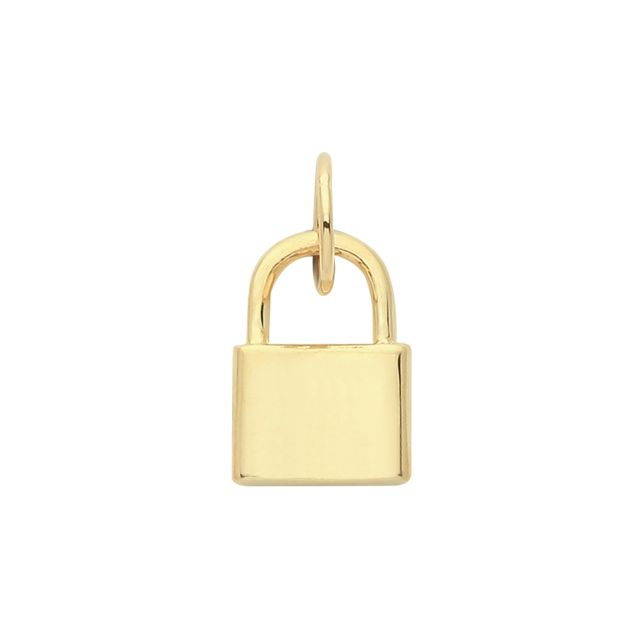 Buy Mens 9ct Gold 11mm Plain Padlock Pendant by World of Jewellery