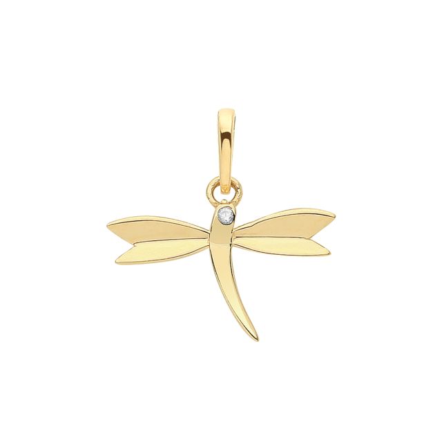 Buy Boys 9ct Gold 14mm Single Cubic Zirconia Dragonfly Pendant by World of Jewellery