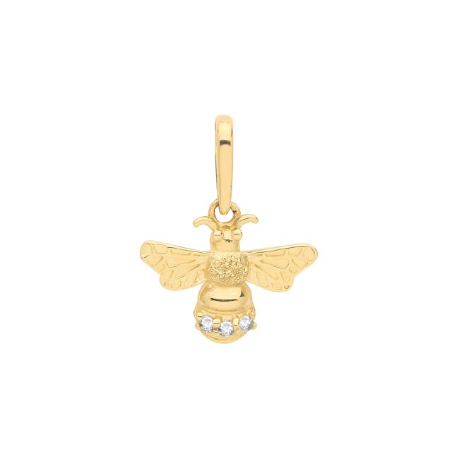 Buy Mens 9ct Gold 10mm Cubic Zirconia Bee Pendant by World of Jewellery