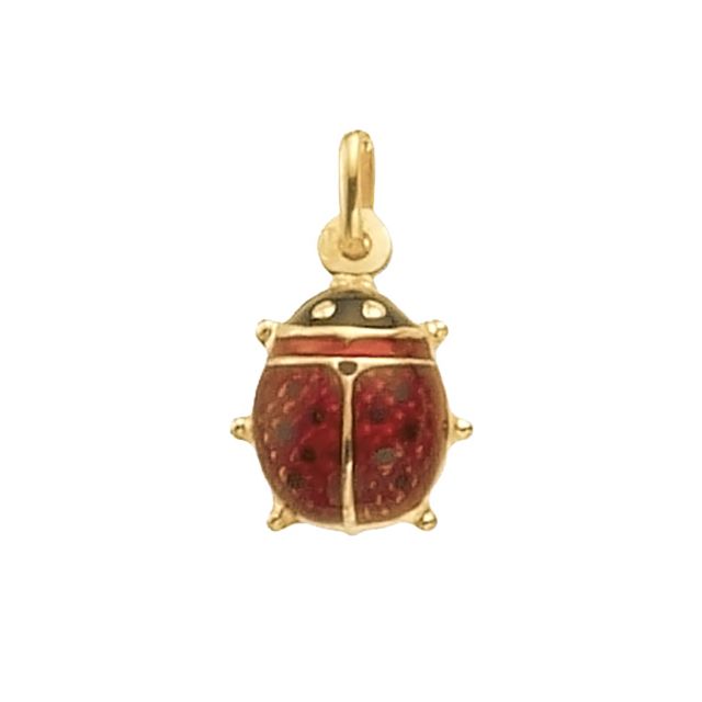Buy Mens 9ct Gold 13mm Enameled Ladybird Pendant by World of Jewellery