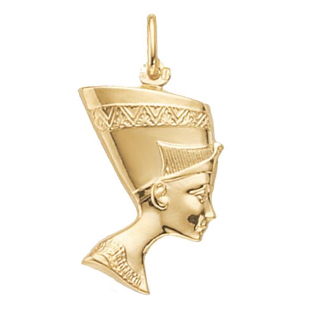 Buy Mens 9ct Gold 25mm Plain Queen Nefertiti Bust Pendant by World of Jewellery