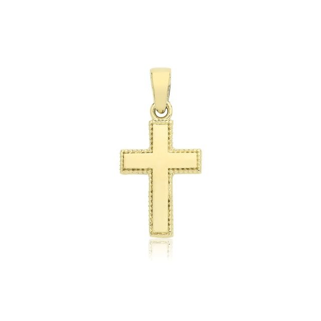 Buy Boys 9ct Gold 13mm Plain Cross With Fancy Edge Pendant by World of Jewellery