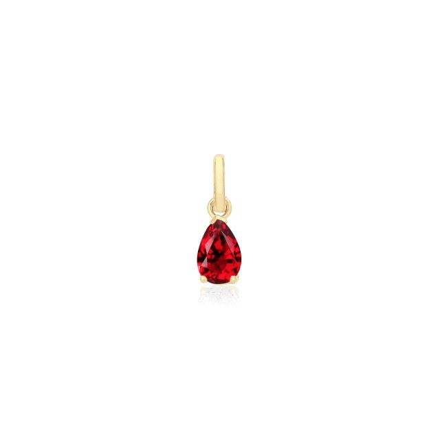 Buy Girls 9ct Gold 6mm Red Cubic Zirconia Tear Drop Pendant by World of Jewellery