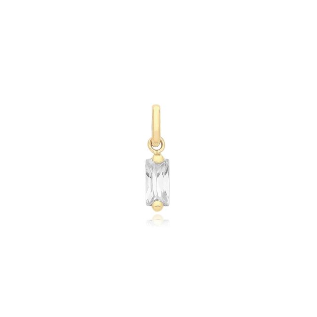 Buy Boys 9ct Gold 7mm Cubic Zirconia Baguette Pendant by World of Jewellery
