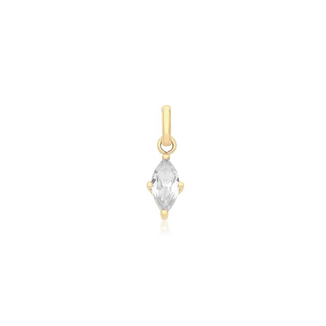 Buy Girls 9ct Gold 8mm Cubic Zirconia Marquise Pendant by World of Jewellery