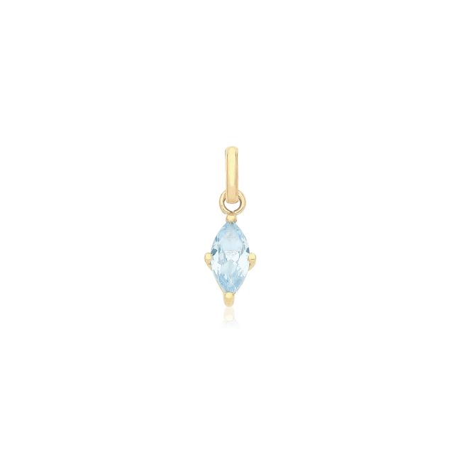 Buy Boys 9ct Gold 8mm Cubic Zirconia Blue Marquise Pendant by World of Jewellery