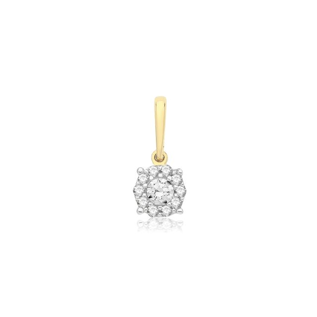Buy Mens 9ct Gold 6mm Round Cubic Zirconia Cluster Pendant by World of Jewellery