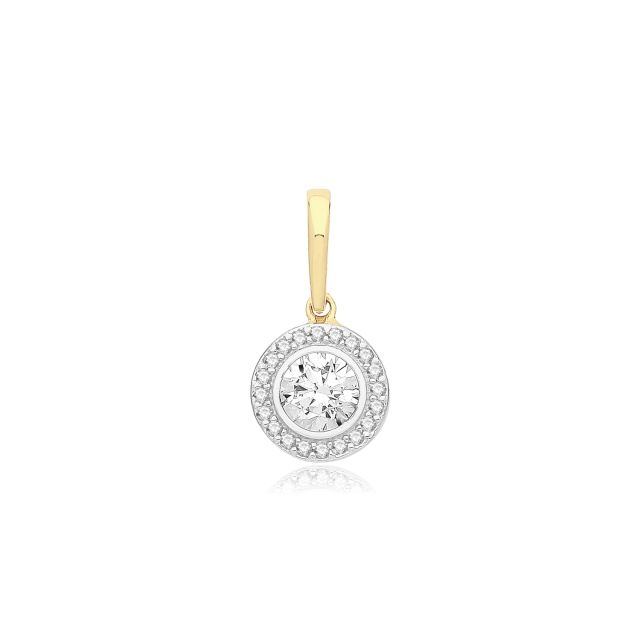 Buy Mens 9ct Gold 9mm Round Cubic Zirconia Cluster Pendant by World of Jewellery