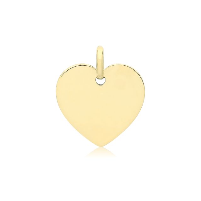 Buy Mens 9ct Gold 12mm Plain Heart Dog Tag Pendant by World of Jewellery
