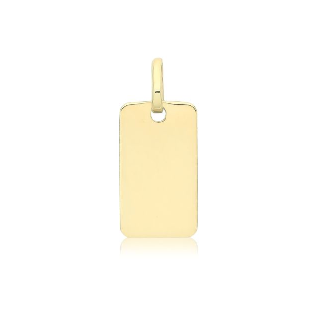 Buy Mens 9ct Gold 12mm Plain Rectangle Dog Tag Pendant by World of Jewellery