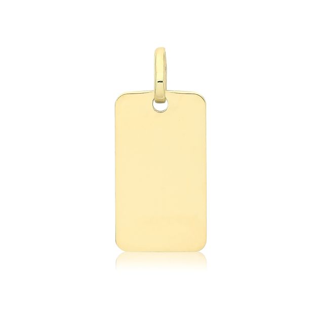 Buy Boys 9ct Gold 14mm Plain Rectangle Dog Tag Pendant by World of Jewellery