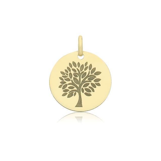 Buy 9ct Gold 15mm Round Engraved Tree Of Life Pendant by World of Jewellery