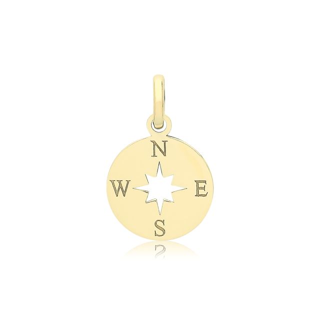Buy Boys 9ct Gold 10mm Round Compass Pendant by World of Jewellery