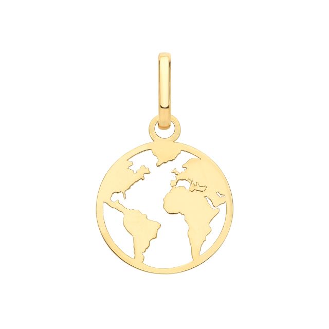 Buy Mens 9ct Gold 10mm Round Cut Out World Pendant by World of Jewellery