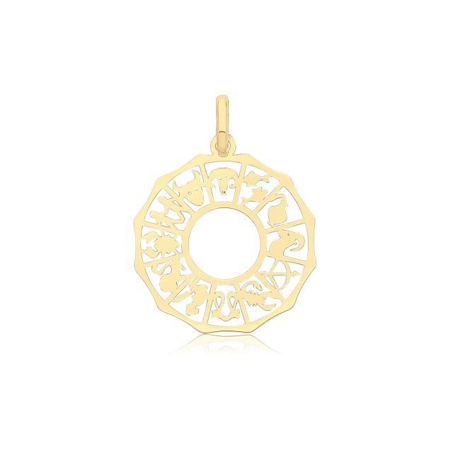 Buy Mens 9ct Gold 16mm Cut Out Zodiac Pendant by World of Jewellery