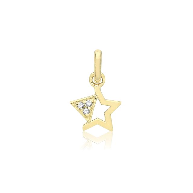 Buy Mens 9ct Gold 7mm Cubic Zirconia Star Pendant by World of Jewellery