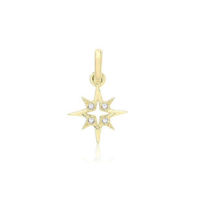 Buy 9ct Gold 9mm Cubic Zirconia Starburst Pendant by World of Jewellery