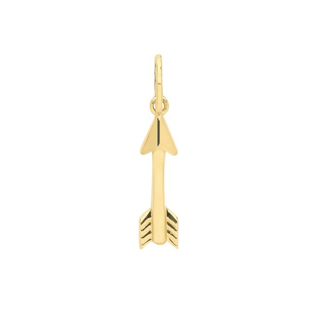 Buy Mens 9ct Gold 12mm Plain Arrow Pendant by World of Jewellery