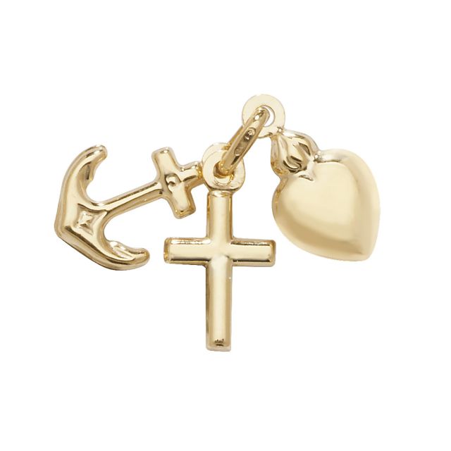 Buy 9ct Gold 11mm Plain Faith Hope And Charity Pendant by World of Jewellery