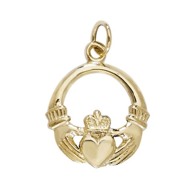 Buy Mens 9ct Gold 16mm Plain Claddagh Pendant by World of Jewellery