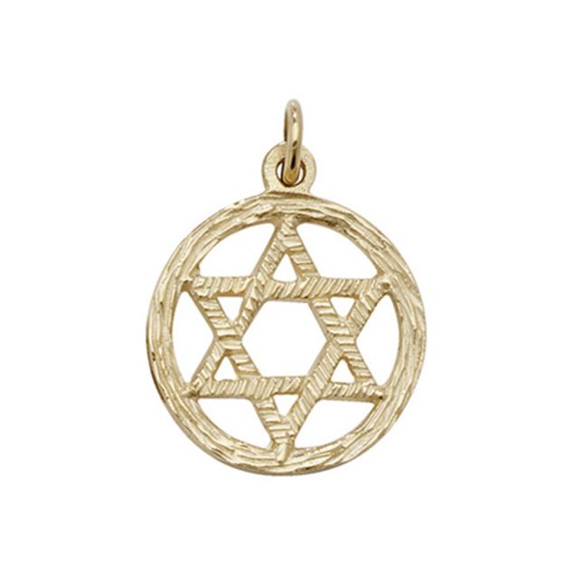 Buy Boys 9ct Gold 14mm Plain Round Star Of David Pendant by World of Jewellery
