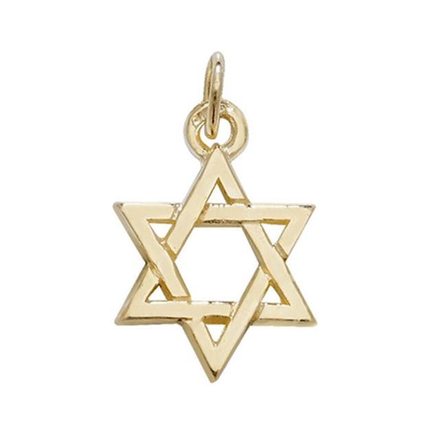 Buy Mens 9ct Gold 15mm Plain Star Of David Pendant by World of Jewellery