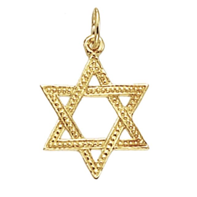 Buy Girls 9ct Gold 20mm Patterened Star Of David Pendant by World of Jewellery