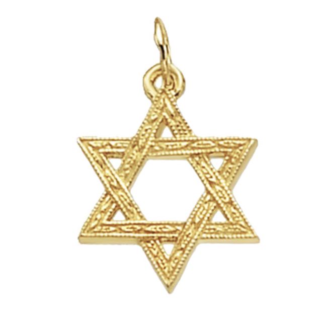Buy Mens 9ct Gold 17mm Patterened Star Of David Pendant by World of Jewellery
