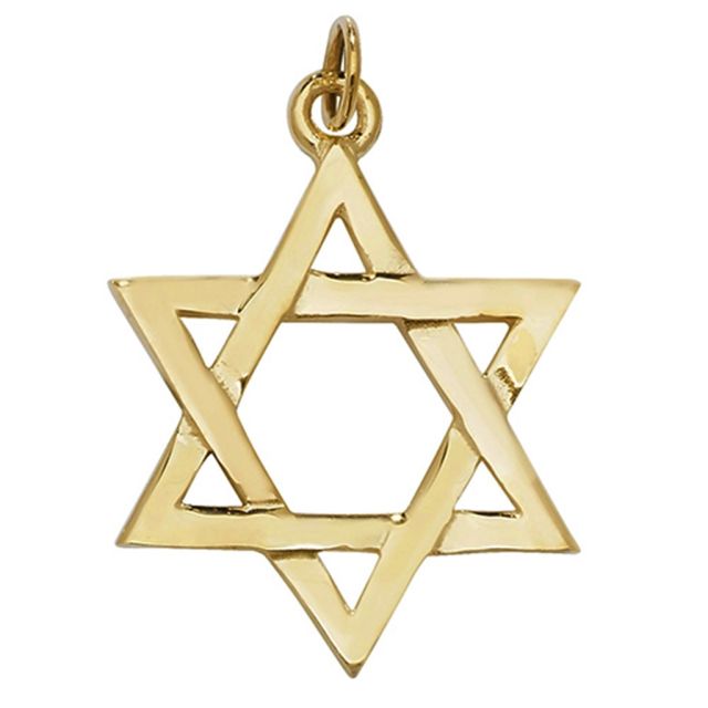 Buy Mens 9ct Gold 26mm Plain Star Of David Pendant by World of Jewellery