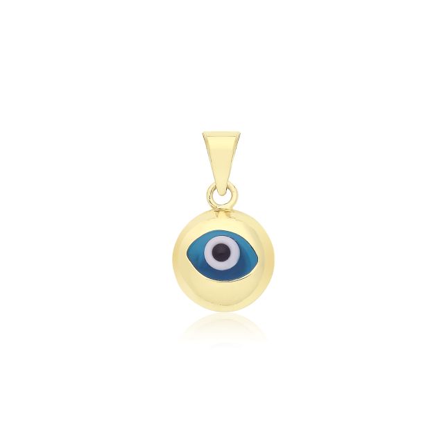 Buy Mens 9ct Gold 9mm Evil Eye Pendant by World of Jewellery