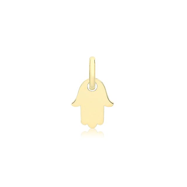 Buy Girls 9ct Gold 7mm Plain Hamsa Hand Pendant by World of Jewellery
