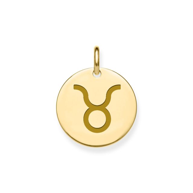 Buy Mens 9ct Gold 12mm Round Disc Taurus Zodiac Pendant by World of Jewellery