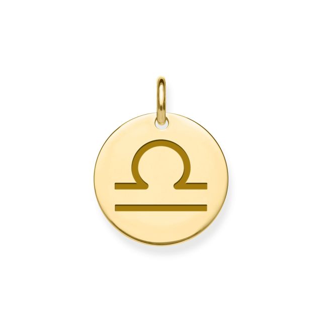 Buy Boys 9ct Gold 12mm Round Disc Libra Zodiac Pendant by World of Jewellery