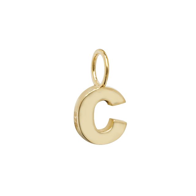 Buy Boys 9ct Gold 6mm Plain Initial C Pendant by World of Jewellery