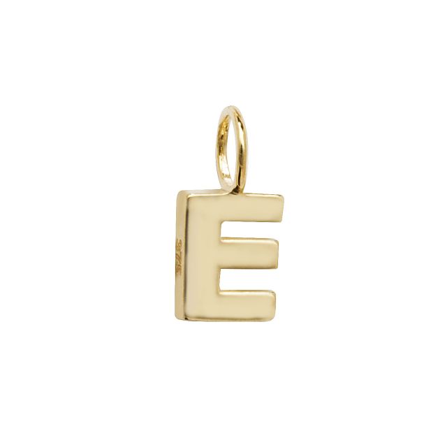 Buy Boys 9ct Gold 6mm Plain Initial E Pendant by World of Jewellery