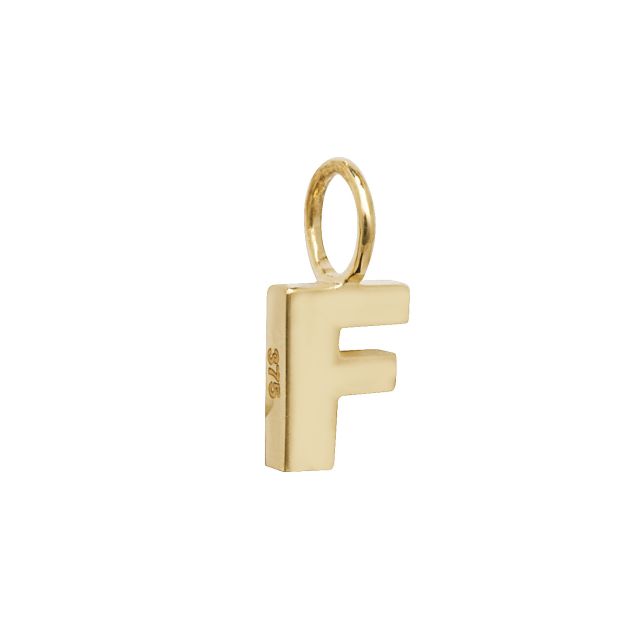 Buy Boys 9ct Gold 6mm Plain Initial F Pendant by World of Jewellery