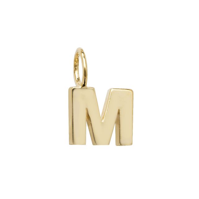 Buy 9ct Gold 6mm Plain Initial M Pendant by World of Jewellery
