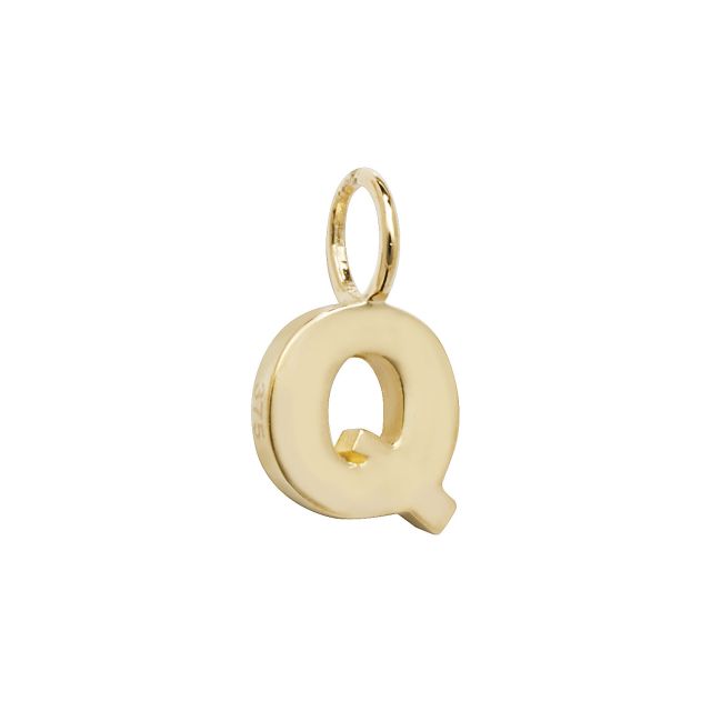 Buy Boys 9ct Gold 6mm Plain Initial Q Pendant by World of Jewellery