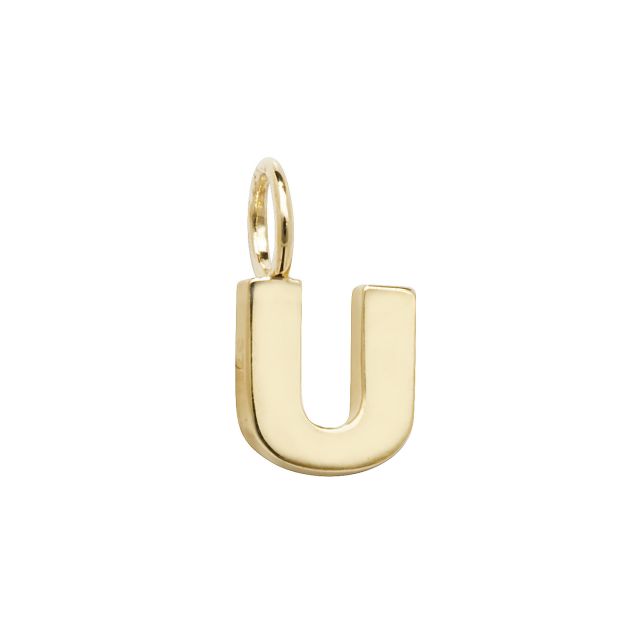 Buy Girls 9ct Gold 6mm Plain Initial U Pendant by World of Jewellery