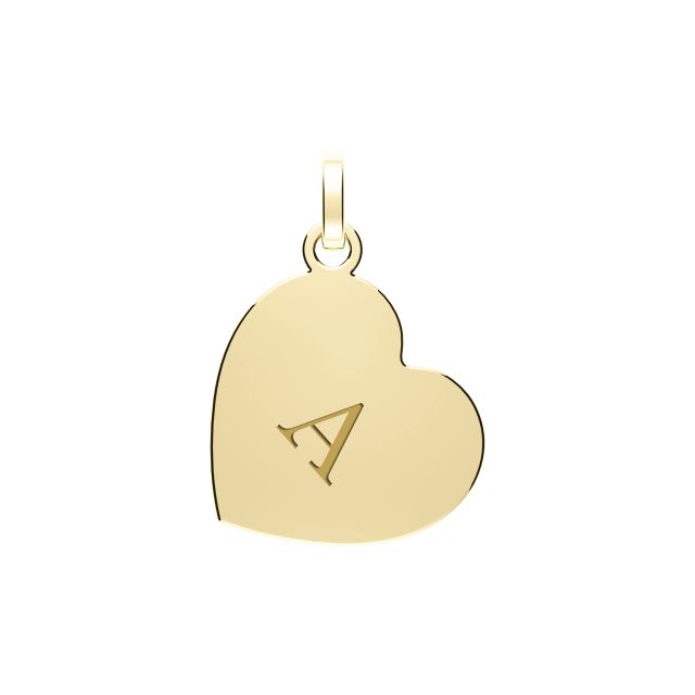 Buy 9ct Gold 12mm Plain Initial A Heart Pendant by World of Jewellery