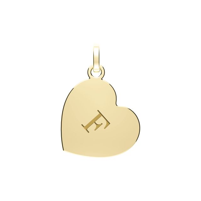 Buy Mens 9ct Gold 12mm Plain Initial F Heart Pendant by World of Jewellery