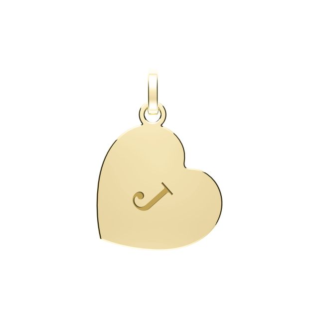 Buy Mens 9ct Gold 12mm Plain Initial J Heart Pendant by World of Jewellery