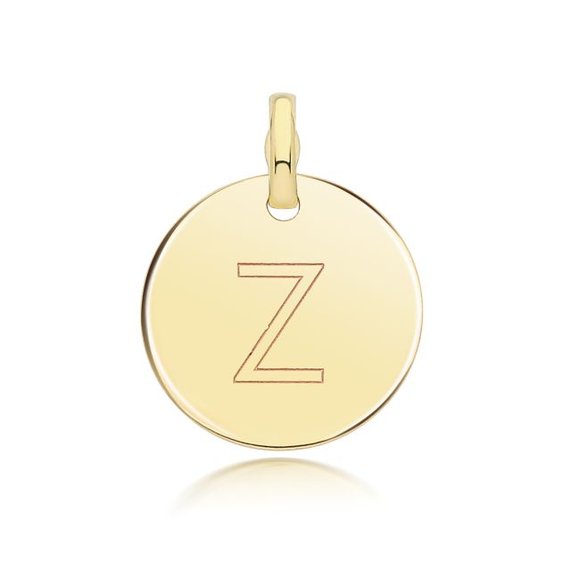 Buy Girls 9ct Gold 14mm Round Disc Initial Z Pendant by World of Jewellery
