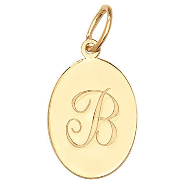Buy 9ct Gold 14mm Plain Oval Initial B Pendant by World of Jewellery