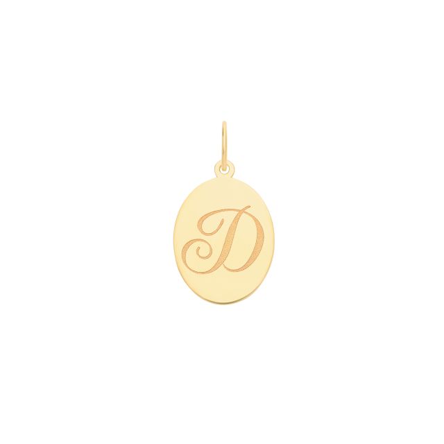 Buy Mens 9ct Gold 14mm Plain Oval Initial D Pendant by World of Jewellery
