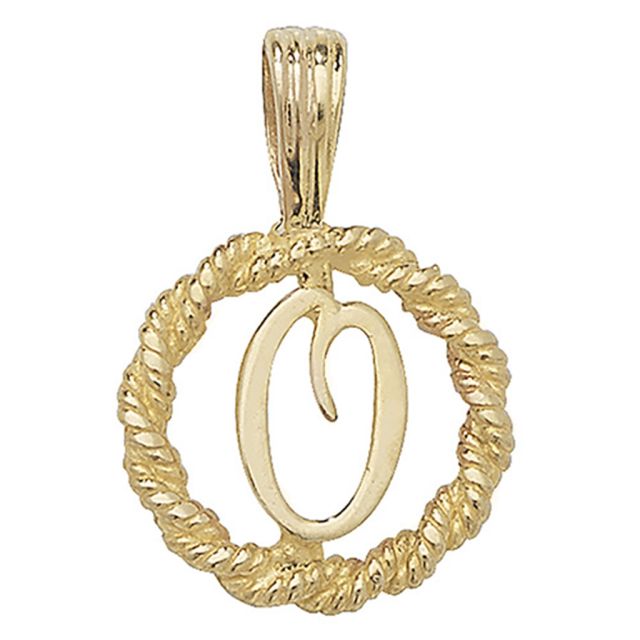 Buy Mens 9ct Gold 14mm Round Rope Edge Initial O Pendant by World of Jewellery