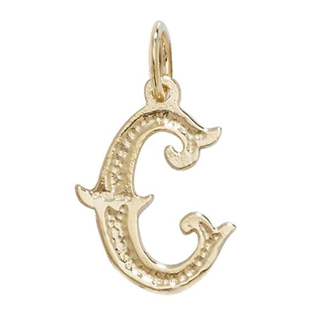 Buy Girls 9ct Gold 14mm Gothic Initial C Pendant by World of Jewellery