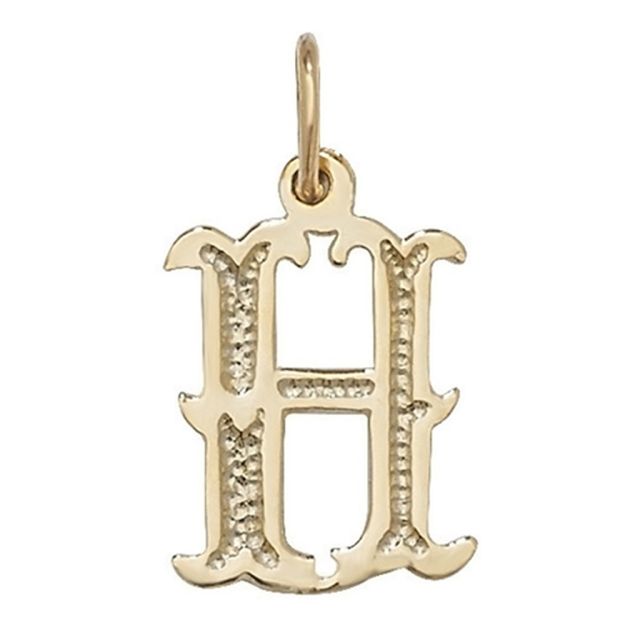 Buy 9ct Gold 14mm Gothic Initial H Pendant by World of Jewellery