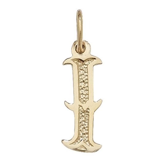 Buy Mens 9ct Gold 14mm Gothic Initial I Pendant by World of Jewellery