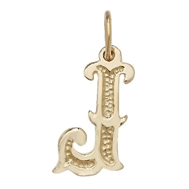 Buy Girls 9ct Gold 14mm Gothic Initial J Pendant by World of Jewellery